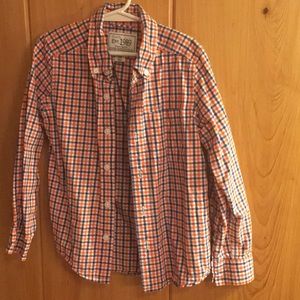 Boys long sleeve orange/ blue plaid shirt